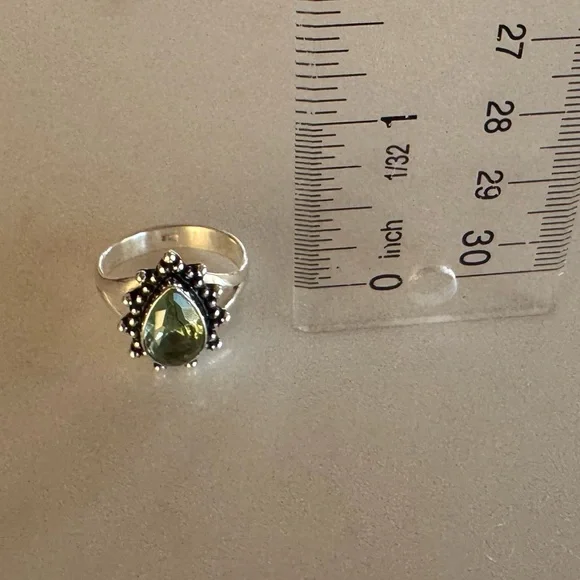 NWOT Sundance Sunlit Leaves Ring, Green Amethyst, Sterling Silver